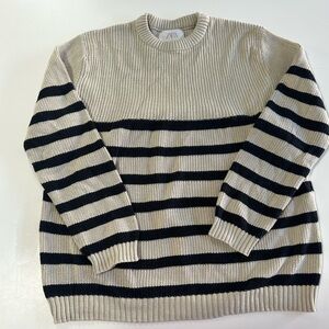 Zara Girls Crewneck Sweater - Black and Cream Stripes